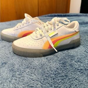 Puma White Sneakers with Rainbow Accents